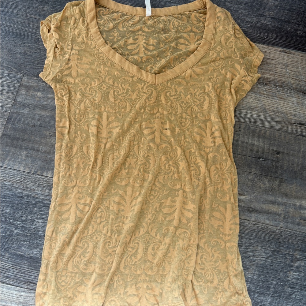 Elegant Tan Sheer Patterned Women's Top